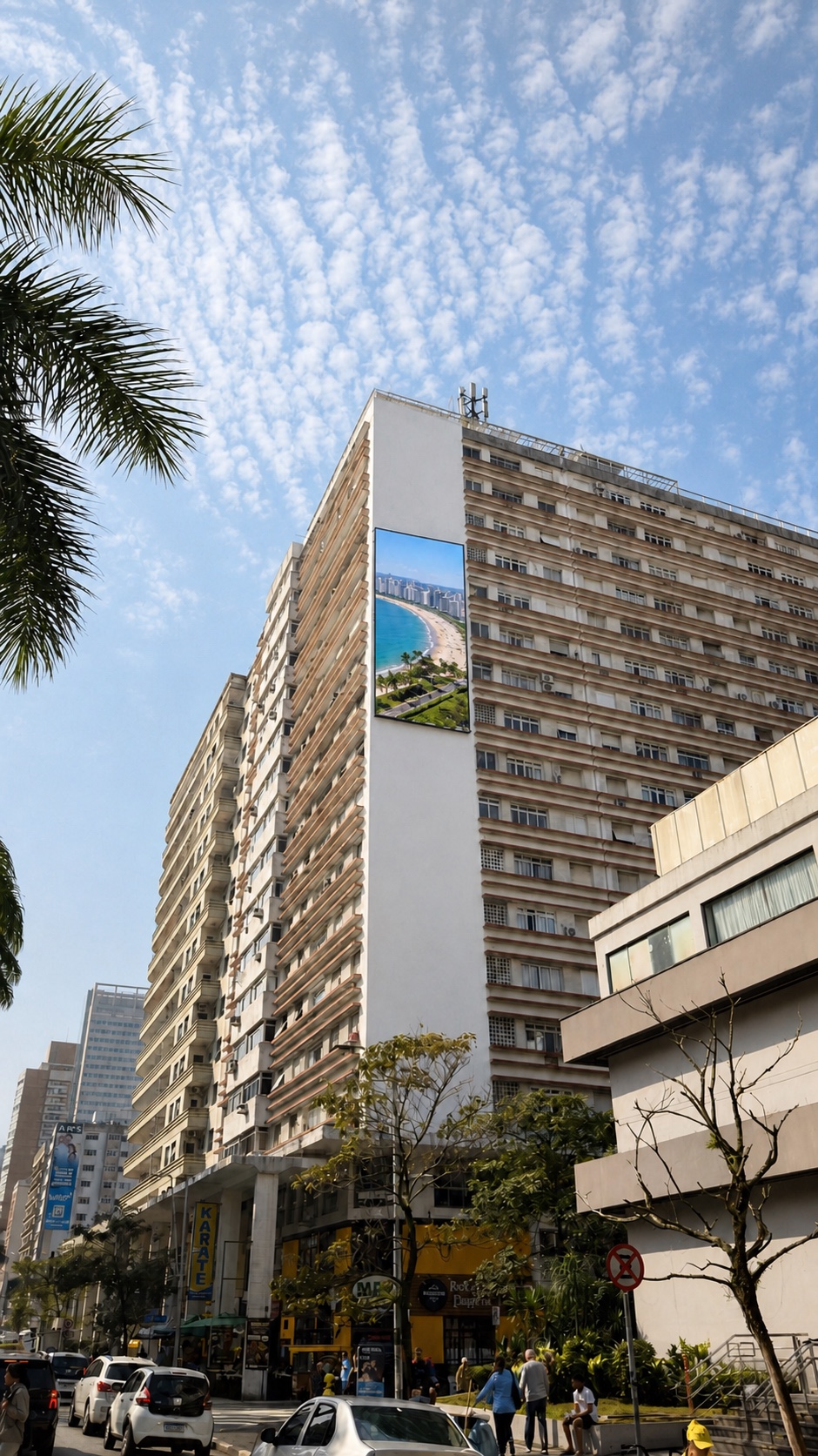 Painel vertical GoUp no Gonzaga em vista urbana ampla